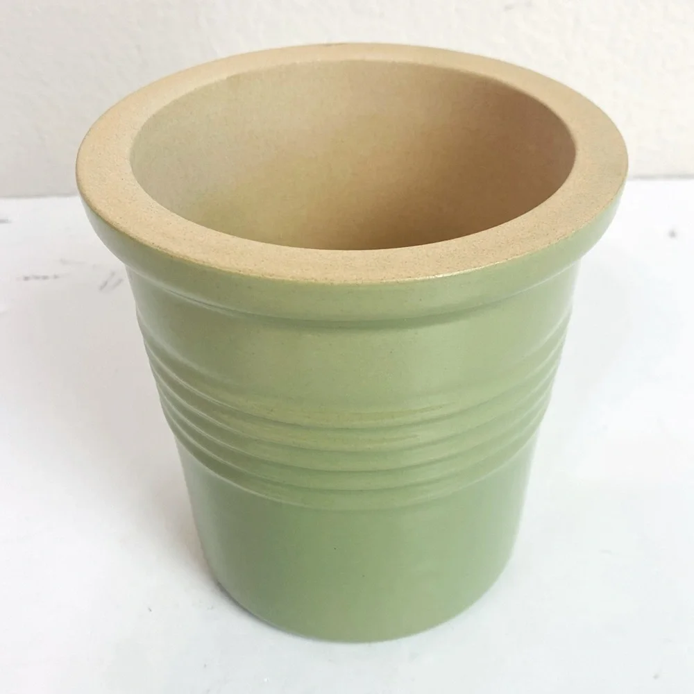 The Pampered Chef Family Heritage Sage Green Stoneware Crock